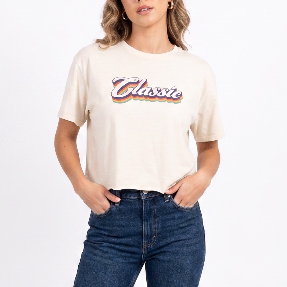 Fruit of the Loom T-Shirt Womens Medium HD Cotton Cream Classic Graphic